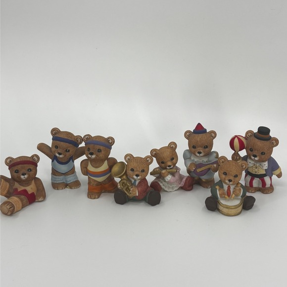 Homco Other - Homco Ceramic Teddy Bear Figurines Set 8 Musical Band & Sports Theme, Vintage